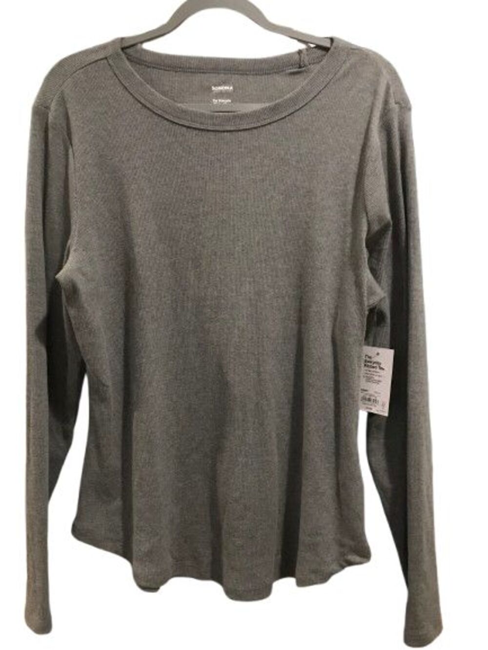 Women's XXL Everyday Ribbed Tee Sonoma Long Sleeve Crew Neck Gray NWT